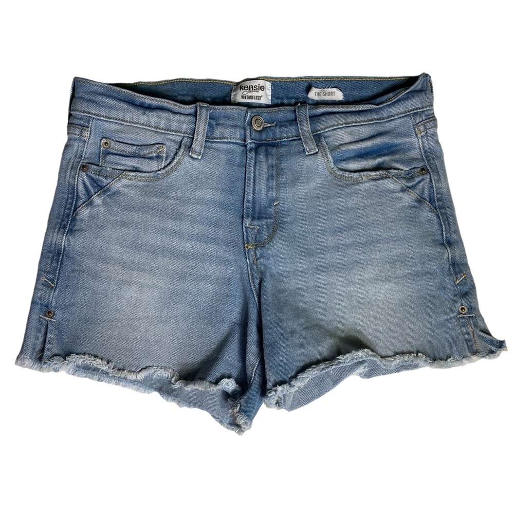Kensie Vintage Luxe Cutoff Shorts Size 4 Mid-Rise Light Wash Denim Frayed Ends